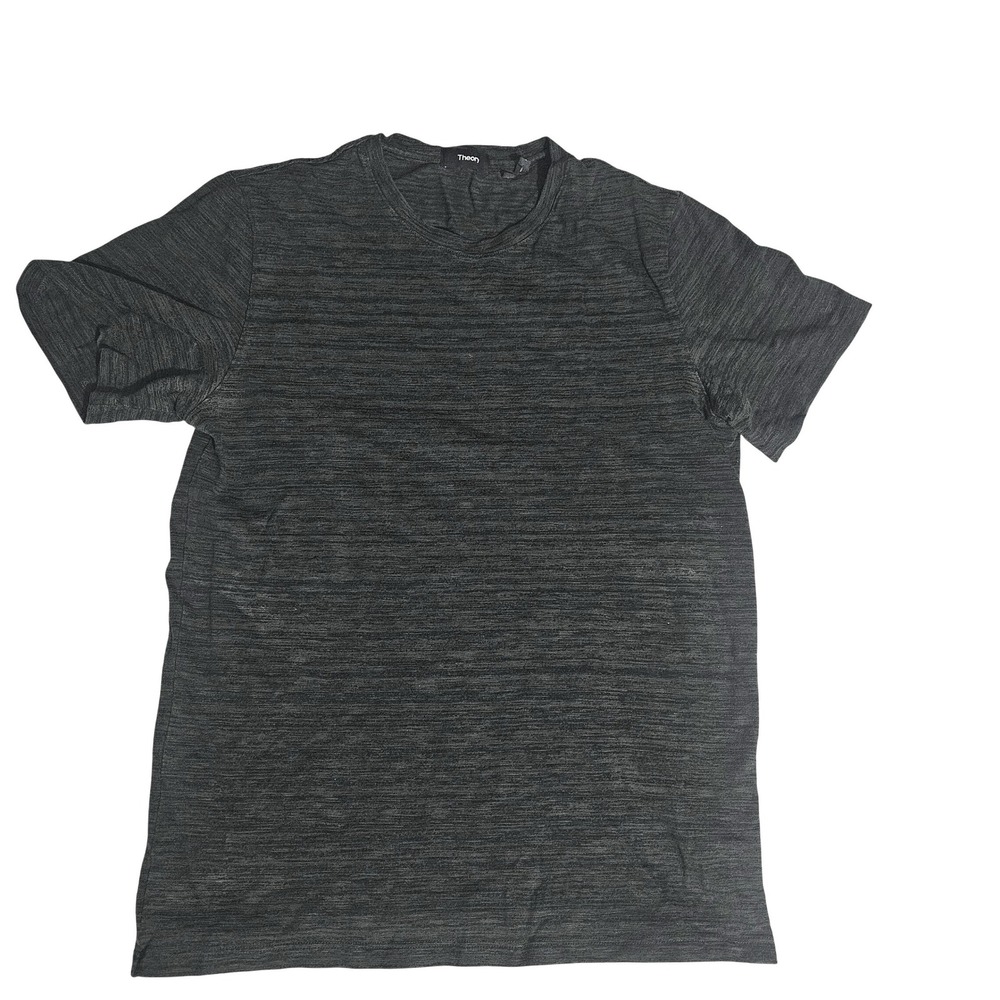 Theory Mens Short Sleeve Space Dye Crewneck Tee Dark Green Small